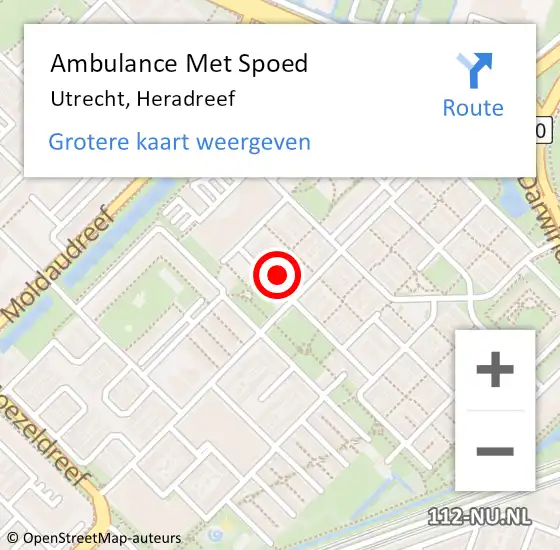 Locatie op kaart van de 112 melding: Ambulance Met Spoed Naar Utrecht, Heradreef op 29 december 2016 20:37