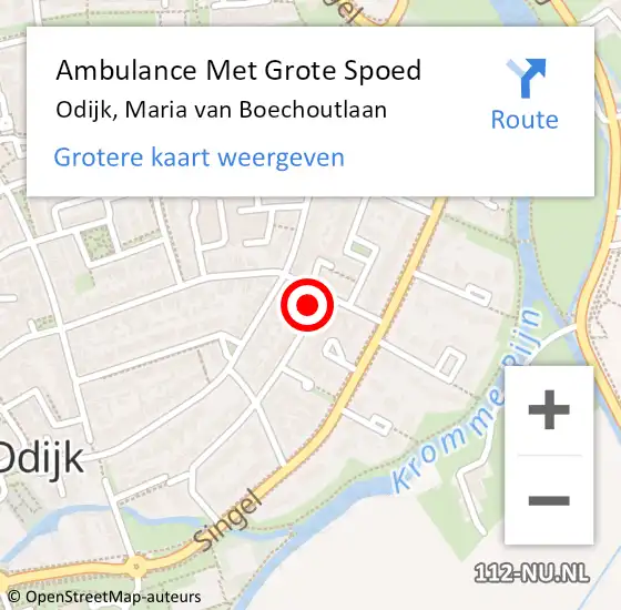 Locatie op kaart van de 112 melding: Ambulance Met Grote Spoed Naar Odijk, Maria van Boechoutlaan op 29 december 2016 20:41