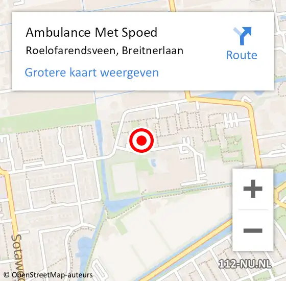 Locatie op kaart van de 112 melding: Ambulance Met Spoed Naar Roelofarendsveen, Breitnerlaan op 29 december 2016 20:43