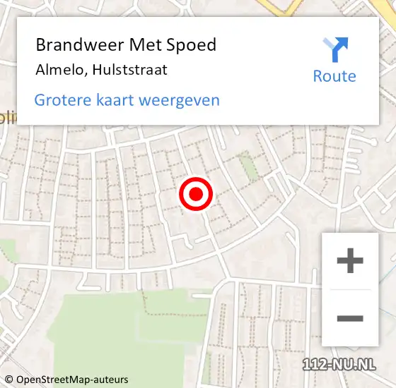 Locatie op kaart van de 112 melding: Brandweer Met Spoed Naar Almelo, Hulststraat op 29 december 2016 21:26