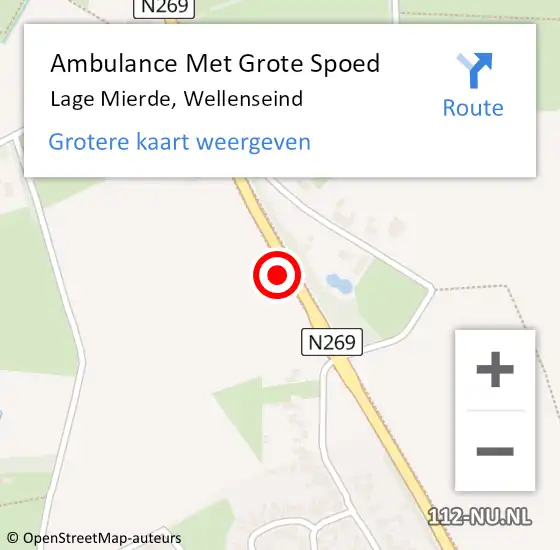 Locatie op kaart van de 112 melding: Ambulance Met Grote Spoed Naar Lage Mierde, Wellenseind op 29 december 2016 21:30