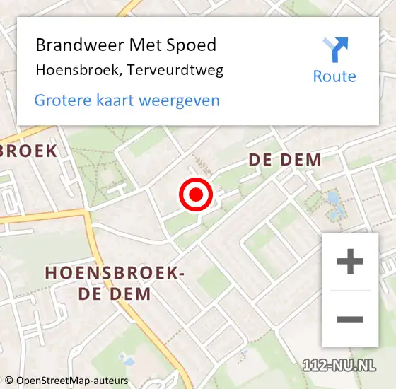 Locatie op kaart van de 112 melding: Brandweer Met Spoed Naar Hoensbroek, Terveurdtweg op 29 december 2016 21:45