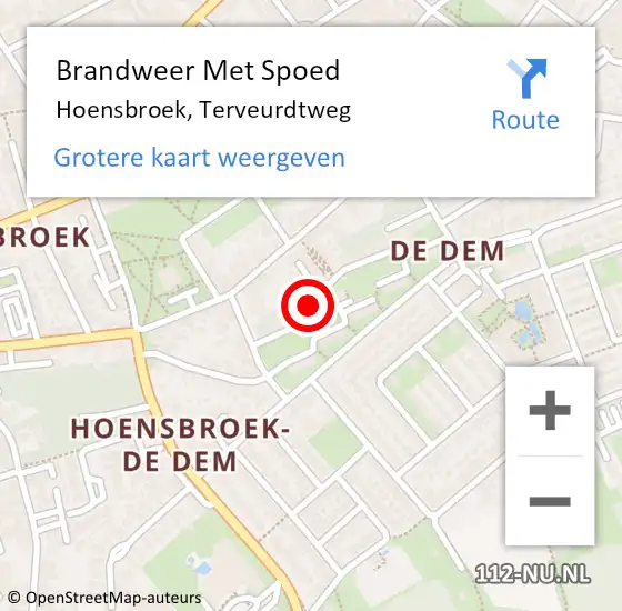 Locatie op kaart van de 112 melding: Brandweer Met Spoed Naar Hoensbroek, Terveurdtweg op 29 december 2016 21:53