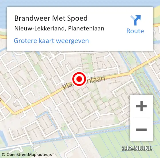 Locatie op kaart van de 112 melding: Brandweer Met Spoed Naar Nieuw-Lekkerland, Planetenlaan op 29 december 2016 21:55