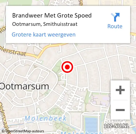 Locatie op kaart van de 112 melding: Brandweer Met Grote Spoed Naar Ootmarsum, Smithuisstraat op 29 december 2016 22:13