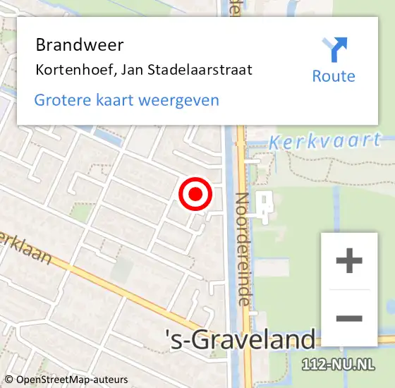 Locatie op kaart van de 112 melding: Brandweer Kortenhoef, Jan Stadelaarstraat op 18 september 2013 13:30