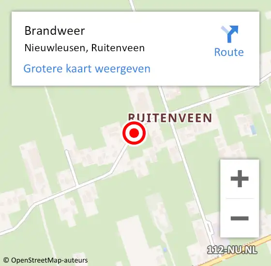 Locatie op kaart van de 112 melding: Brandweer Nieuwleusen, Ruitenveen op 29 december 2016 22:44