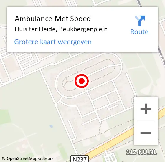 Locatie op kaart van de 112 melding: Ambulance Met Spoed Naar Huis ter Heide, Beukbergenplein op 29 december 2016 23:52