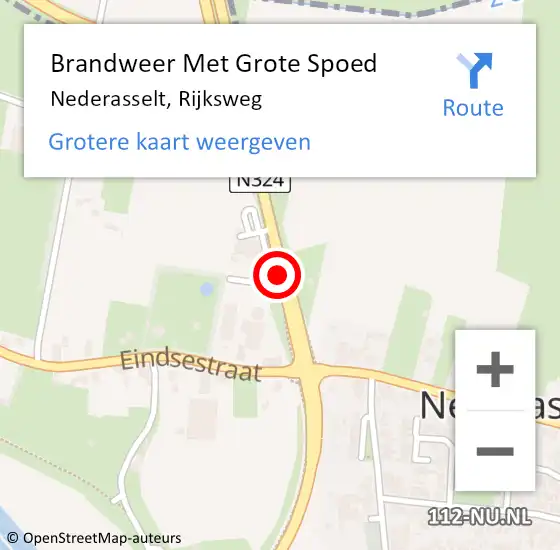 Locatie op kaart van de 112 melding: Brandweer Met Grote Spoed Naar Nederasselt, Rijksweg op 30 december 2016 00:00