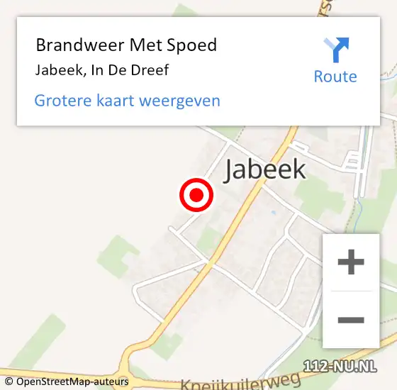Locatie op kaart van de 112 melding: Brandweer Met Spoed Naar Jabeek, In De Dreef op 30 december 2016 00:40