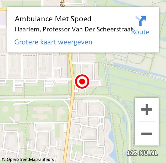 Locatie op kaart van de 112 melding: Ambulance Met Spoed Naar Haarlem, Professor Van Der Scheerstraat op 30 december 2016 03:01