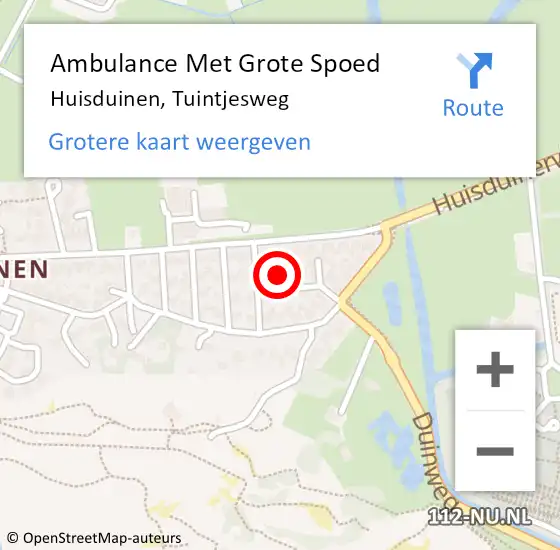 Locatie op kaart van de 112 melding: Ambulance Met Grote Spoed Naar Huisduinen, Tuintjesweg op 30 december 2016 05:58