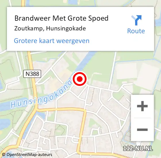 Locatie op kaart van de 112 melding: Brandweer Met Grote Spoed Naar Zoutkamp, Hunsingokade op 30 december 2016 06:12