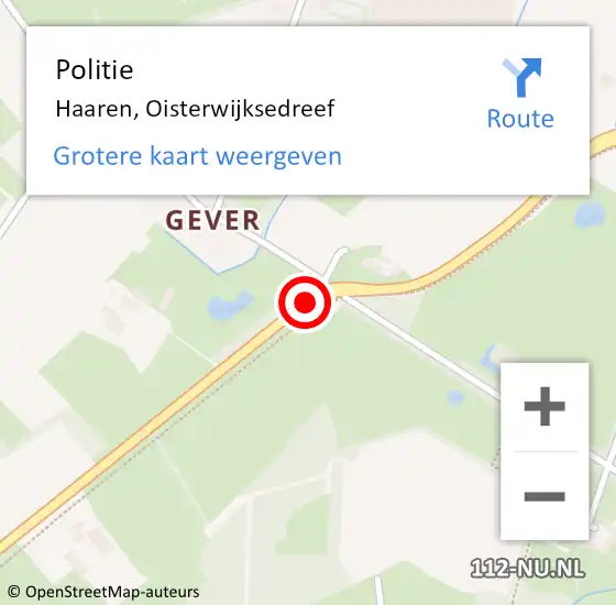 Locatie op kaart van de 112 melding: Politie Haaren, Oisterwijksedreef op 30 december 2016 06:25