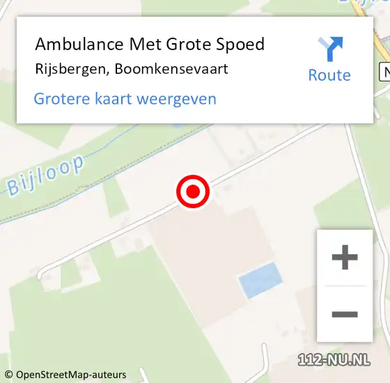 Locatie op kaart van de 112 melding: Ambulance Met Grote Spoed Naar Rijsbergen, Boomkensevaart op 6 januari 2014 10:07