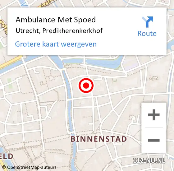 Locatie op kaart van de 112 melding: Ambulance Met Spoed Naar Utrecht, Predikherenkerkhof op 30 december 2016 08:15