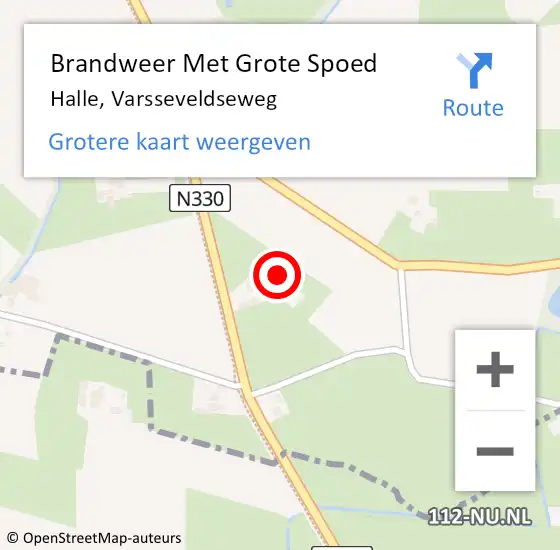 Locatie op kaart van de 112 melding: Brandweer Met Grote Spoed Naar Halle, Varsseveldseweg op 30 december 2016 09:00