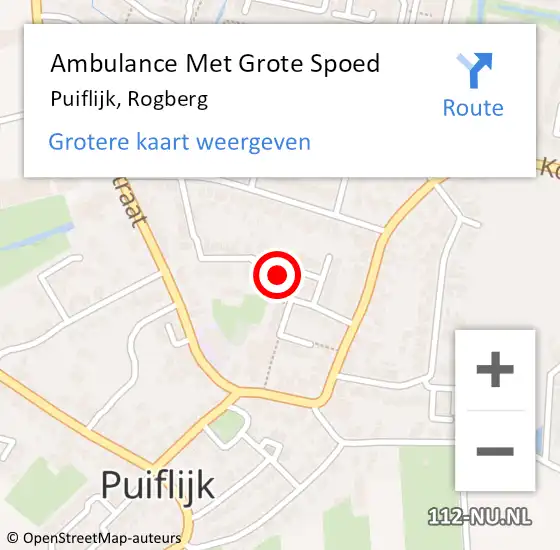 Locatie op kaart van de 112 melding: Ambulance Met Grote Spoed Naar Puiflijk, Rogberg op 30 december 2016 09:38