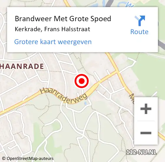 Locatie op kaart van de 112 melding: Brandweer Met Grote Spoed Naar Kerkrade, Frans Halsstraat op 30 december 2016 10:15