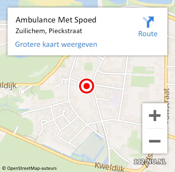 Locatie op kaart van de 112 melding: Ambulance Met Spoed Naar Zuilichem, Pieckstraat op 30 december 2016 10:24