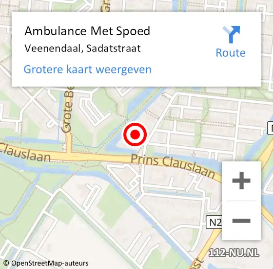 Locatie op kaart van de 112 melding: Ambulance Met Spoed Naar Veenendaal, Sadatstraat op 30 december 2016 10:42