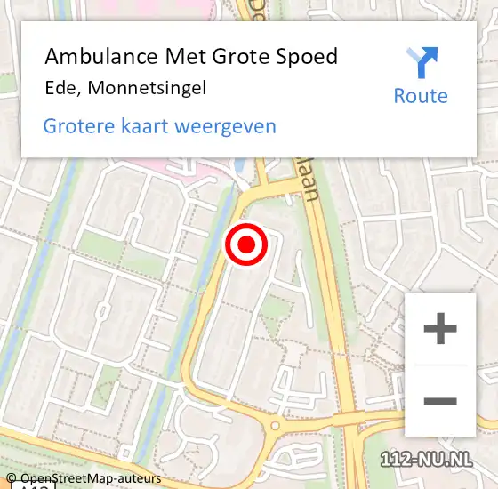 Locatie op kaart van de 112 melding: Ambulance Met Grote Spoed Naar Ede, Monnetsingel op 30 december 2016 10:47