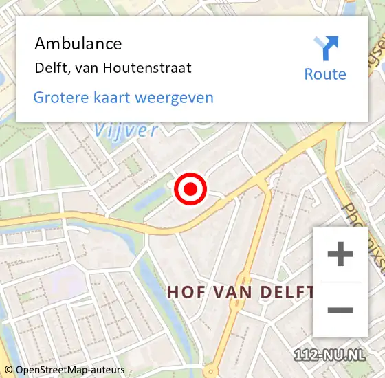 Locatie op kaart van de 112 melding: Ambulance Delft, van Houtenstraat op 30 december 2016 10:55