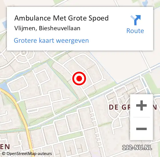 Locatie op kaart van de 112 melding: Ambulance Met Grote Spoed Naar Vlijmen, Biesheuvellaan op 30 december 2016 11:07