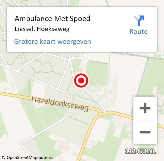 Locatie op kaart van de 112 melding: Ambulance Met Spoed Naar Liessel, Hoekseweg op 30 december 2016 11:11