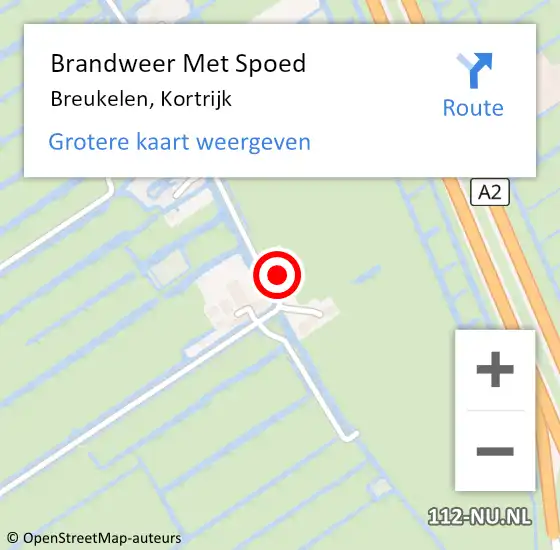 Locatie op kaart van de 112 melding: Brandweer Met Spoed Naar Breukelen, Kortrijk op 30 december 2016 11:28