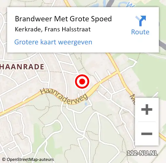 Locatie op kaart van de 112 melding: Brandweer Met Grote Spoed Naar Kerkrade, Frans Halsstraat op 30 december 2016 11:29