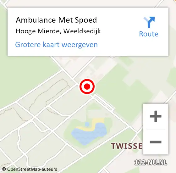 Locatie op kaart van de 112 melding: Ambulance Met Spoed Naar Hooge Mierde, Weeldsedijk op 30 december 2016 12:00