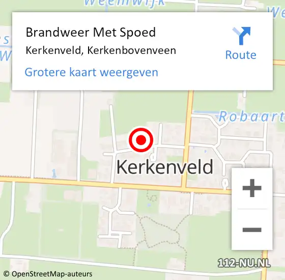 Locatie op kaart van de 112 melding: Brandweer Met Spoed Naar Kerkenveld, Kerkenbovenveen op 30 december 2016 12:03