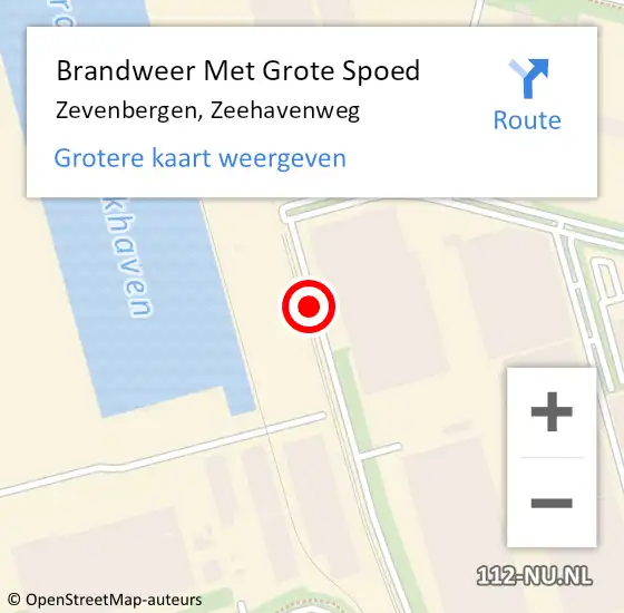 Locatie op kaart van de 112 melding: Brandweer Met Grote Spoed Naar Zevenbergen, Zeehavenweg op 30 december 2016 12:24