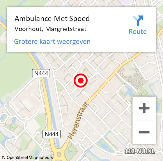 Locatie op kaart van de 112 melding: Ambulance Met Spoed Naar Voorhout, Margrietstraat op 30 december 2016 13:03