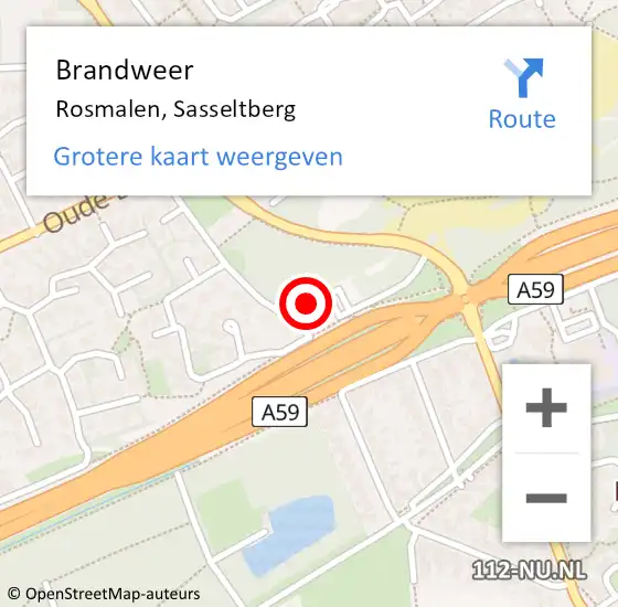 Locatie op kaart van de 112 melding: Brandweer Rosmalen, Sasseltberg op 30 december 2016 13:05