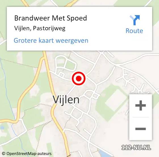 Locatie op kaart van de 112 melding: Brandweer Met Spoed Naar Vijlen, Pastorijweg op 30 december 2016 13:18