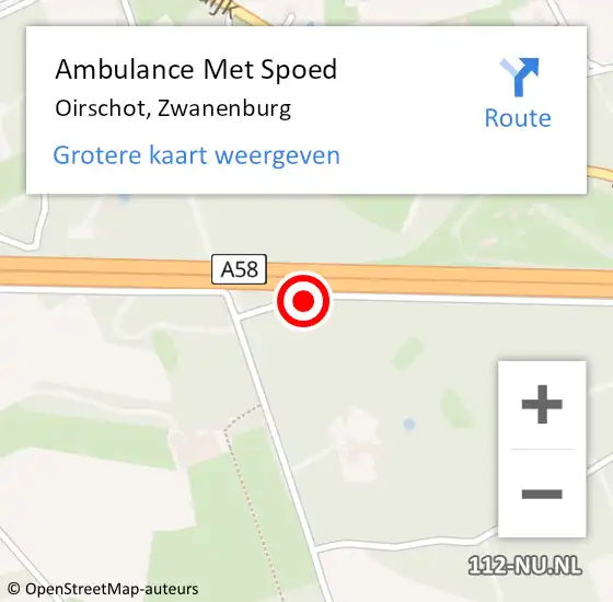 Locatie op kaart van de 112 melding: Ambulance Met Spoed Naar Oirschot, Zwanenburg op 30 december 2016 13:25