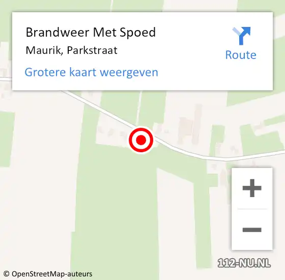 Locatie op kaart van de 112 melding: Brandweer Met Spoed Naar Maurik, Parkstraat op 30 december 2016 13:41