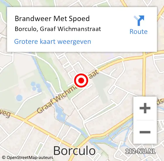 Locatie op kaart van de 112 melding: Brandweer Met Spoed Naar Borculo, Graaf Wichmanstraat op 30 december 2016 13:42