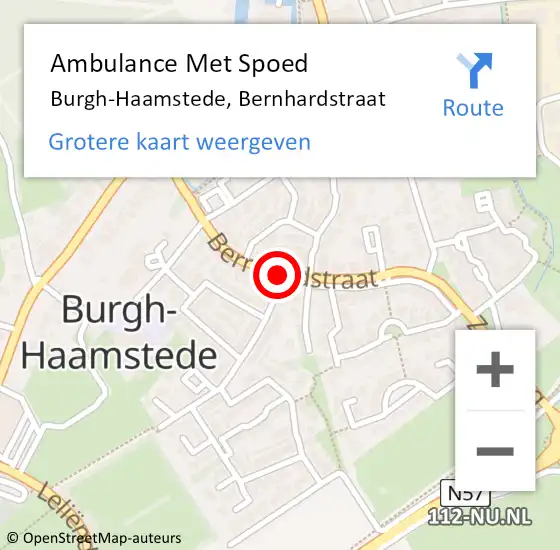 Locatie op kaart van de 112 melding: Ambulance Met Spoed Naar Burgh-Haamstede, Bernhardstraat op 30 december 2016 14:07