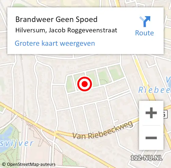 Locatie op kaart van de 112 melding: Brandweer Geen Spoed Naar Hilversum, Jacob Roggeveenstraat op 30 december 2016 14:19