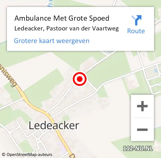 Locatie op kaart van de 112 melding: Ambulance Met Grote Spoed Naar Ledeacker, Pastoor van der Vaartweg op 30 december 2016 14:58