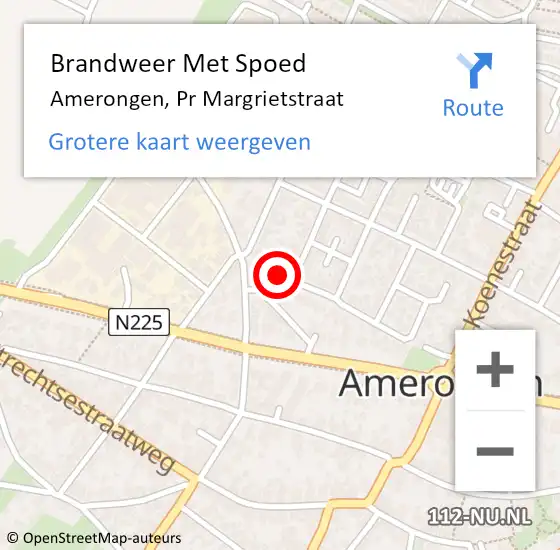 Locatie op kaart van de 112 melding: Brandweer Met Spoed Naar Amerongen, Pr Margrietstraat op 30 december 2016 14:59