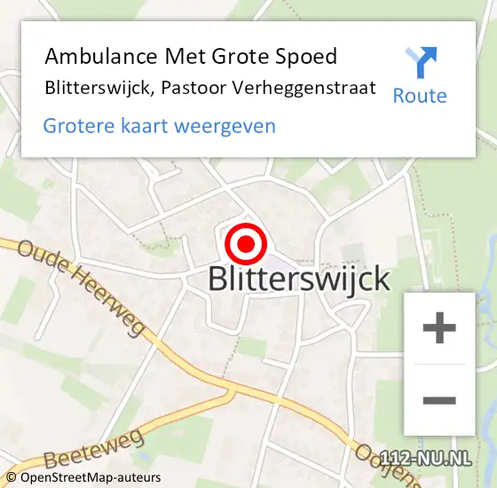 Locatie op kaart van de 112 melding: Ambulance Met Grote Spoed Naar Blitterswijck, Pastoor Verheggenstraat op 6 januari 2014 10:55