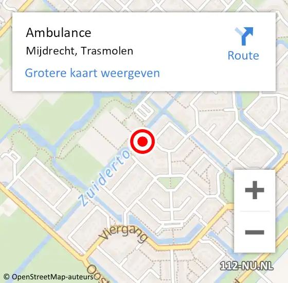 Locatie op kaart van de 112 melding: Ambulance Mijdrecht, Trasmolen op 30 december 2016 15:18