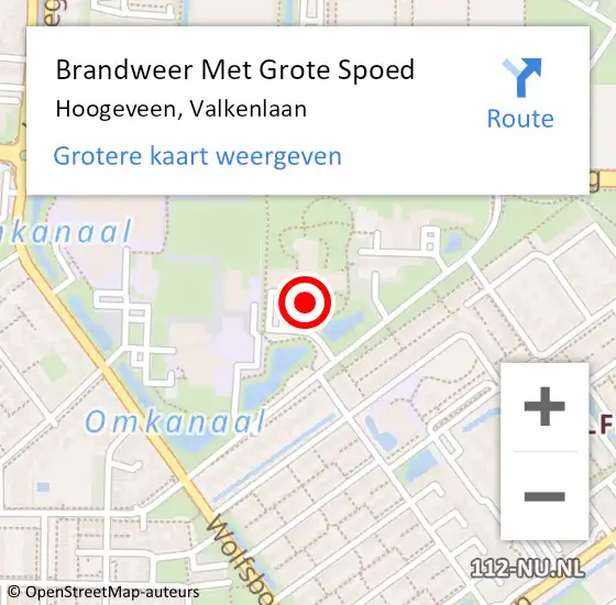 Locatie op kaart van de 112 melding: Brandweer Met Grote Spoed Naar Hoogeveen, Valkenlaan op 30 december 2016 15:20