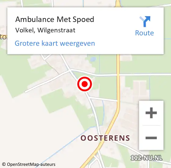 Locatie op kaart van de 112 melding: Ambulance Met Spoed Naar Volkel, Wilgenstraat op 30 december 2016 16:02