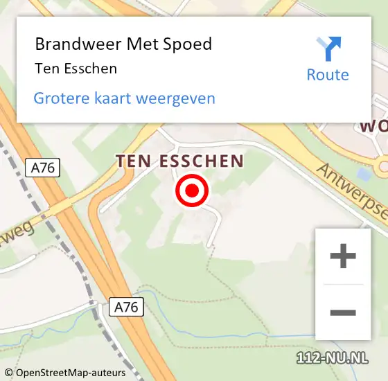 Locatie op kaart van de 112 melding: Brandweer Met Spoed Naar Ten Esschen op 30 december 2016 16:07