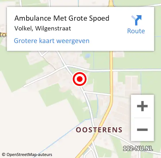 Locatie op kaart van de 112 melding: Ambulance Met Grote Spoed Naar Volkel, Wilgenstraat op 30 december 2016 16:12